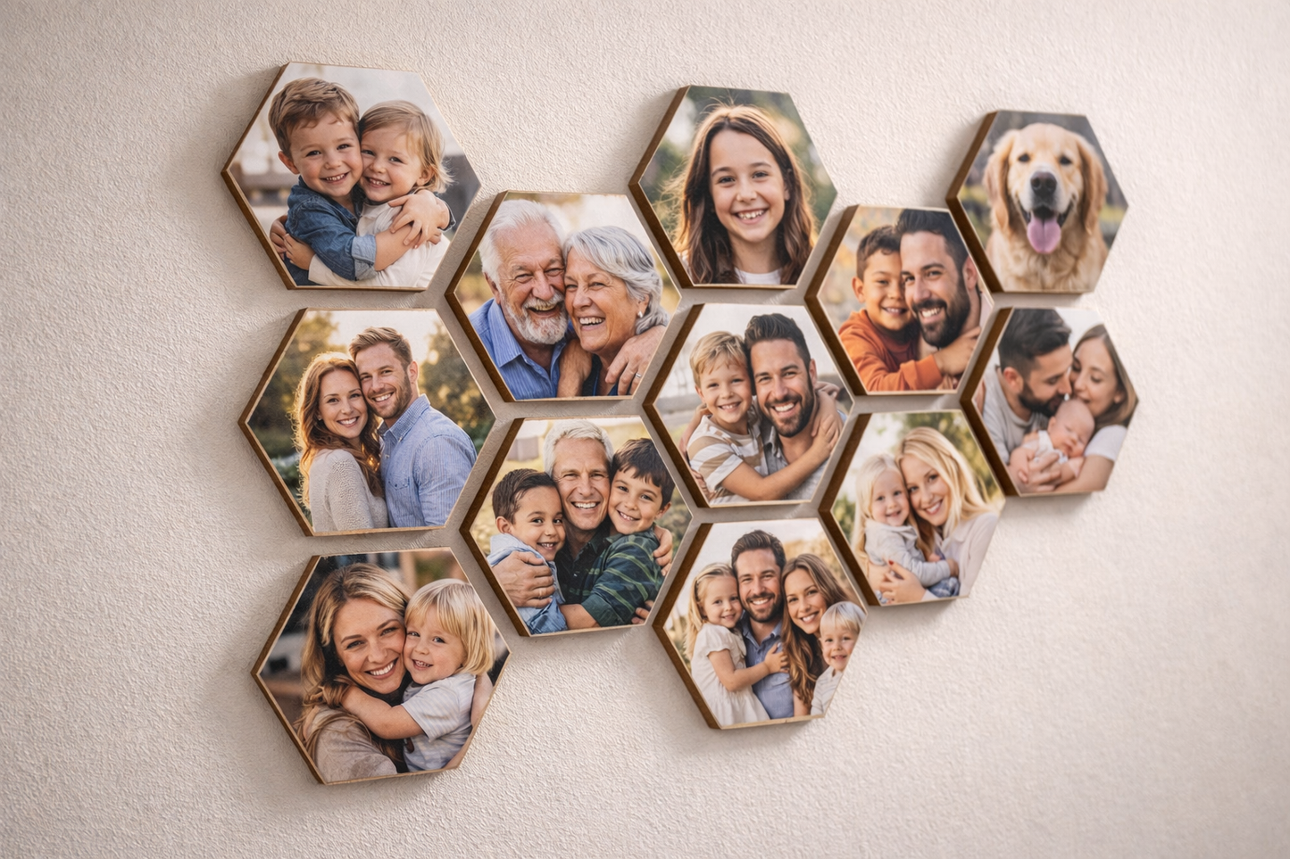 Gepersonaliseerde hexagons hout