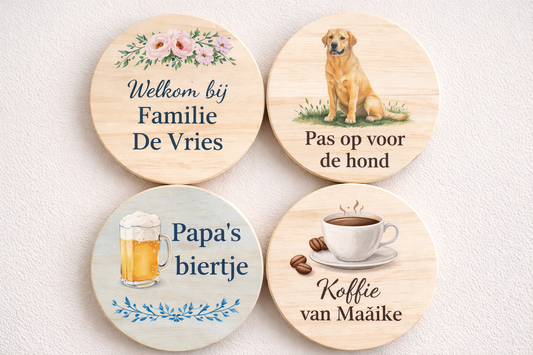 Gepersonaliseerde houten onderzetter