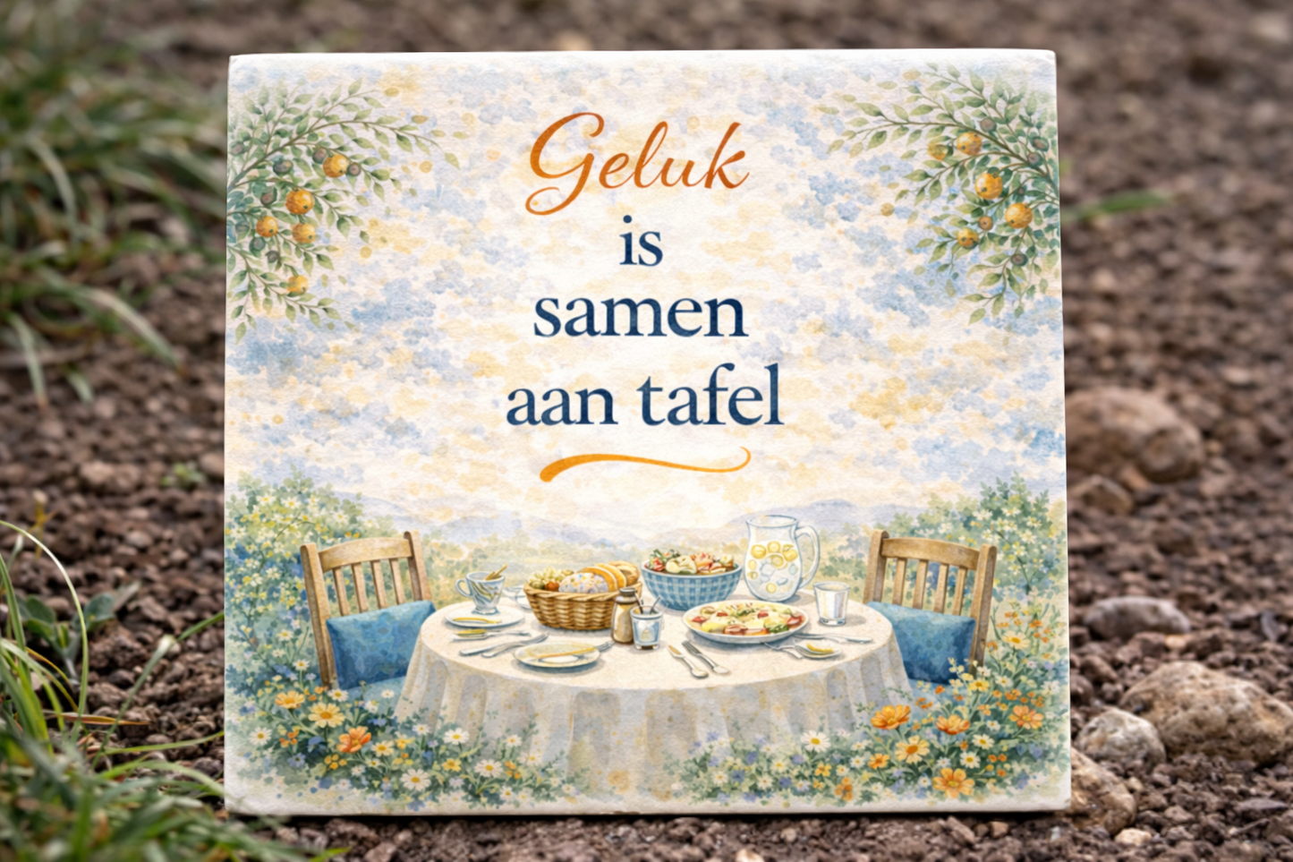 Tegeltje - Geluk is samen aan tafel