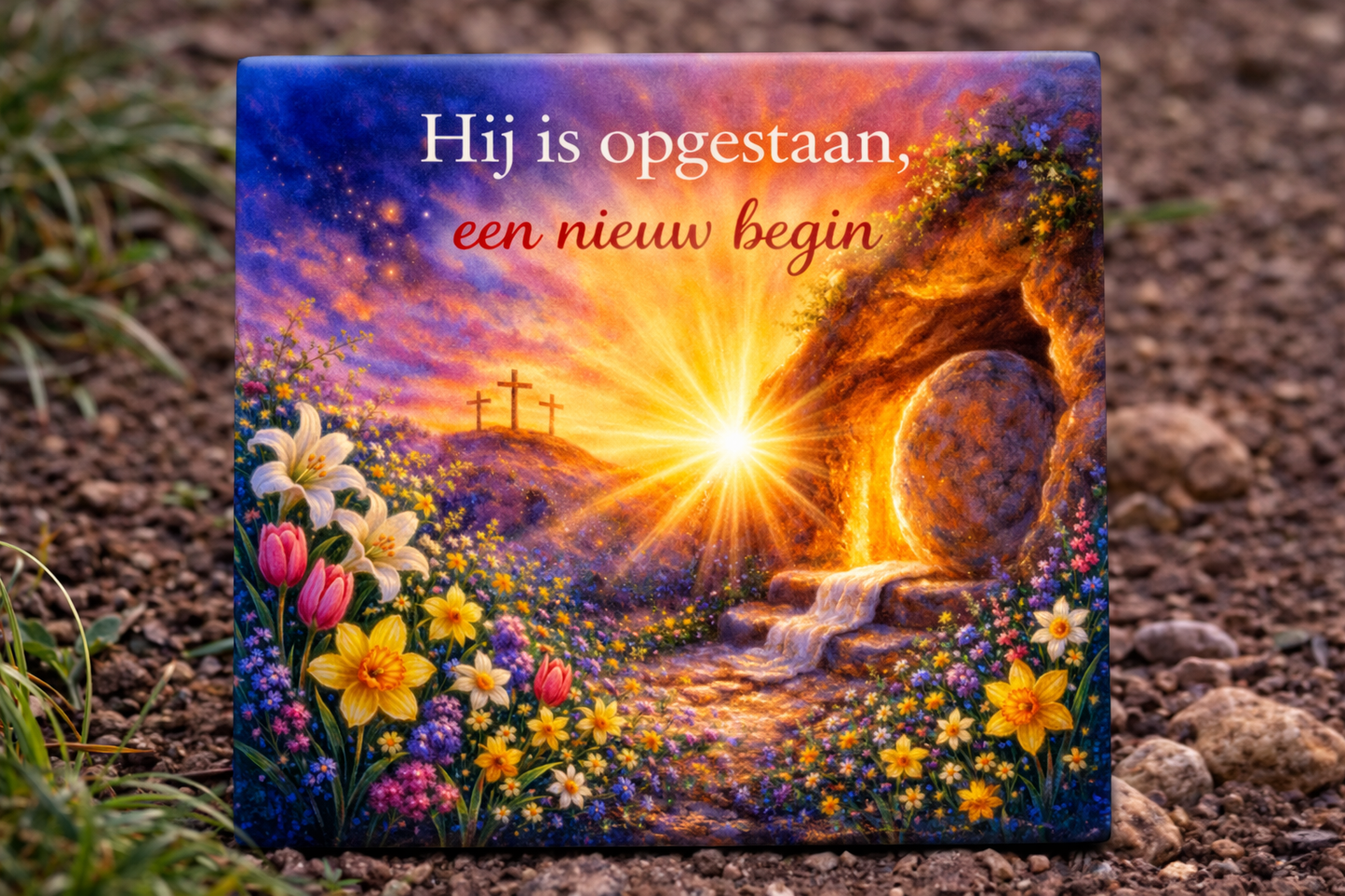 Tegeltje - Hij is opgestaan, een nieuw begin