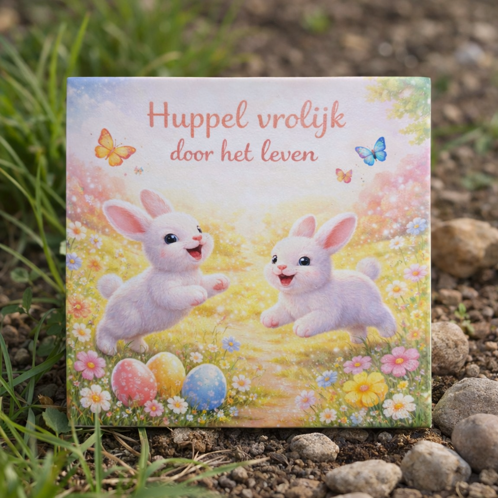 Tegeltje - Huppel vrolijk door het leven