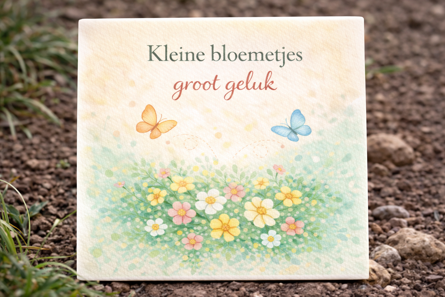 Tegeltje - Kleine bloemetjes groot gelukt