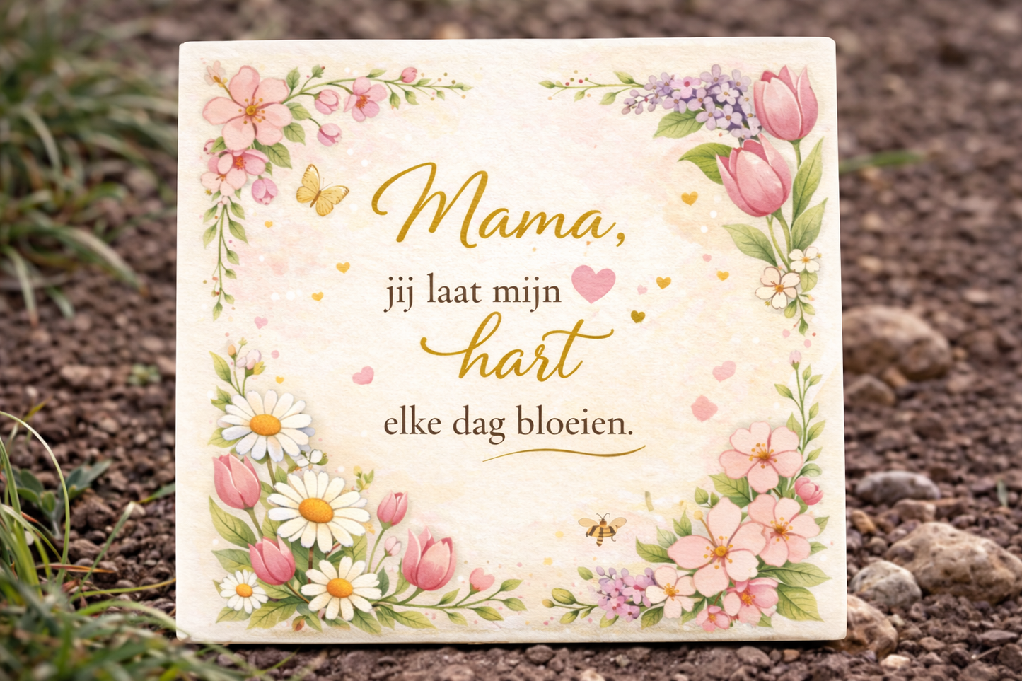 Tegeltje - Mama jij laat mijn hart elke dag bloeien