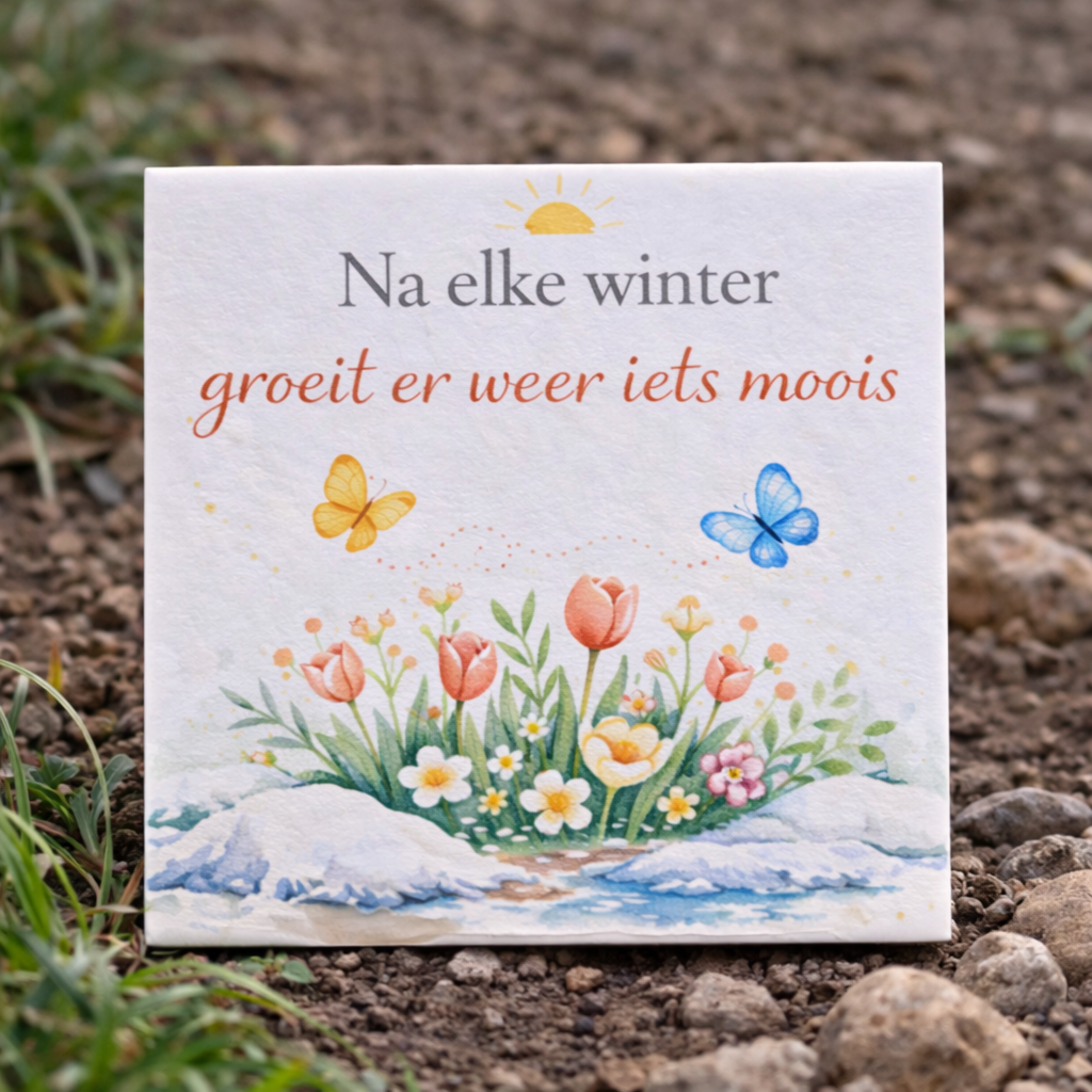 Tegeltje - Na elke winter groeit er weer iets moois