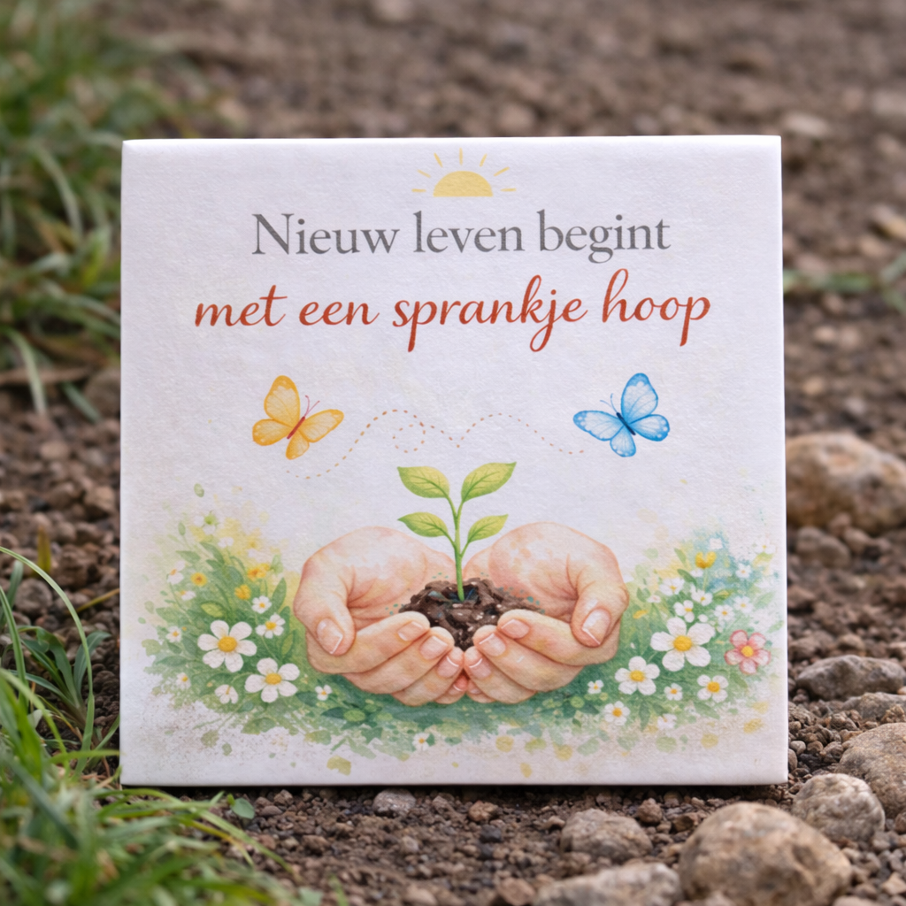 Tegeltje - Nieuw leven begint met een sprankje hoop